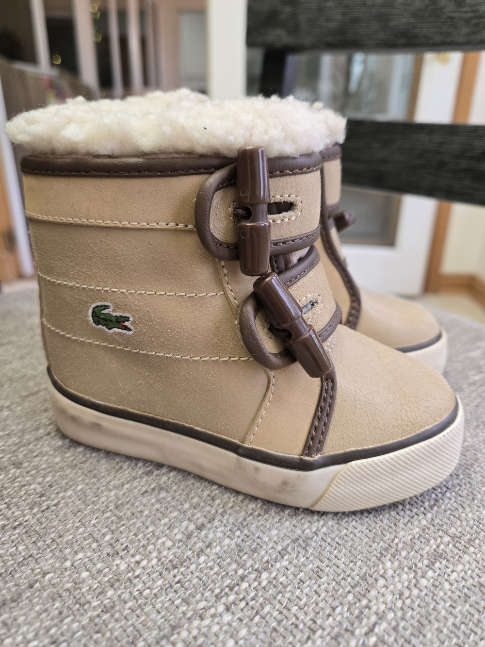 Lacoste Kids Tan and Brown Shearling Winter Boots